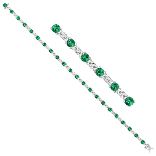 1.54CT DIAMOND 3.08CT EMERALD BRACELET
