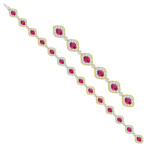 1.95CT DIAMOND 7.00CT RUBY BRACELET