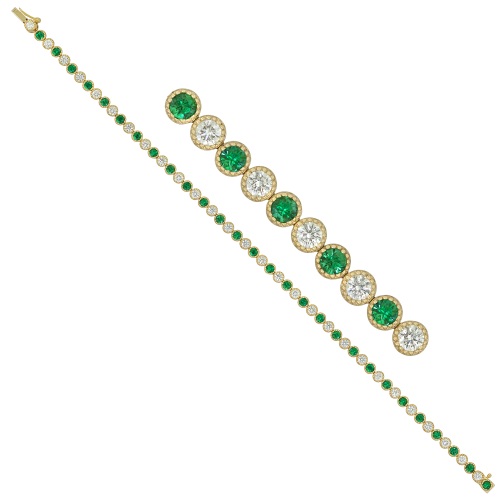 1.40CT DIAMOND 1.40CT EMERLAD BRACELET