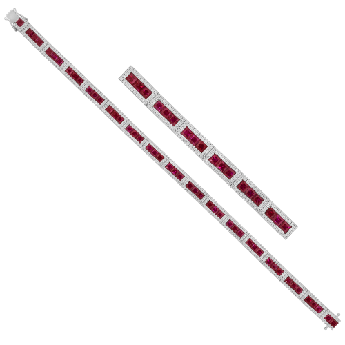 1.46CT DIAMOND 7.68CT RUBY BRACELET