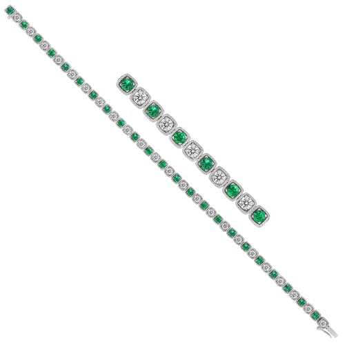 1.84CT DIAMOND 1.84CT EMERALD BRACELET