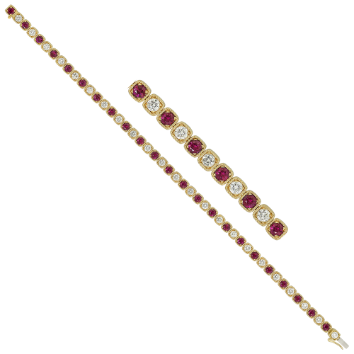 1.84CT DIAMOND 2.07CT RUBY BRACELET