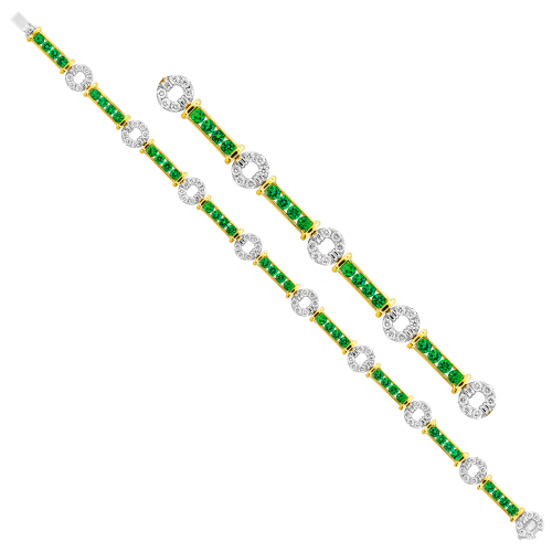 1.08CT DIAMOND 1.80CT EMERALD BRACELET