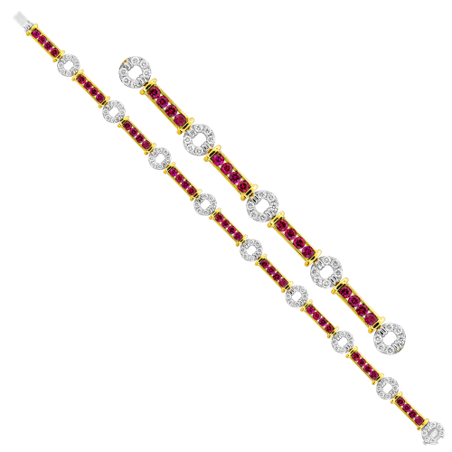 1.08CT DIAMOND 2.52CT RUBY BRACELET