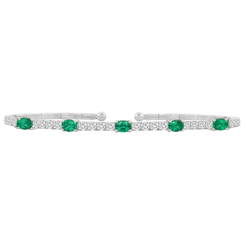 0.84CT DIAMOND 0.90CT EMERALD BANGLE
