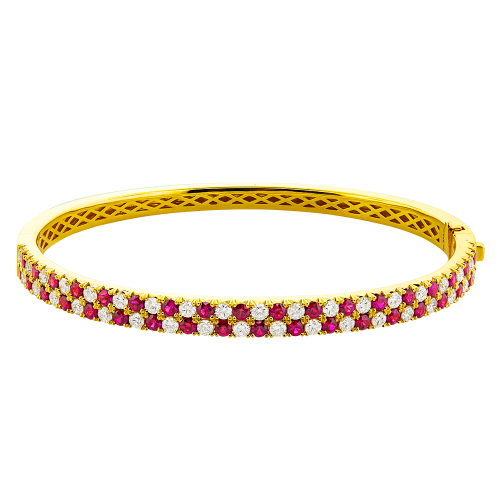 1.67CT DIAMOND 2.22CT RUBY BANGLE