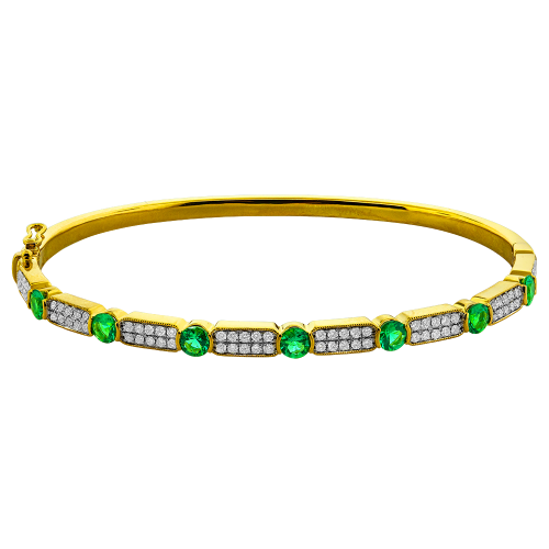 0.50CT DIAMOND 1.12CT EMERALD BANGLE