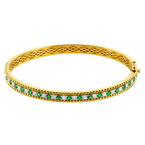 0.81CT DIAMOND 0.76CT EMERALD BANGLE