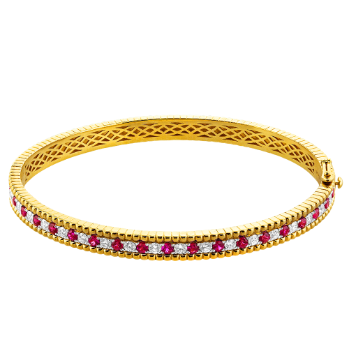 0.81CT DIAMOND 1.14CT RUBY BANGLE