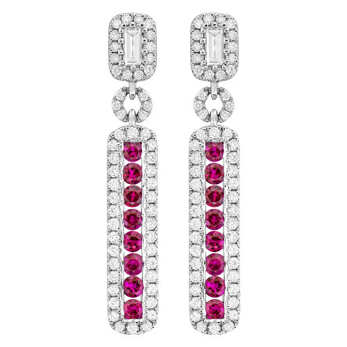 0.93CT DIAMOND 1.08CT RUBY EARRING