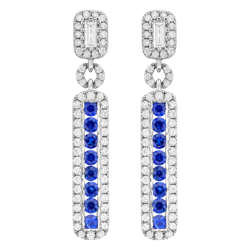 0.93CT DIAMOND 1.08CT SAPPHIRE EARRING