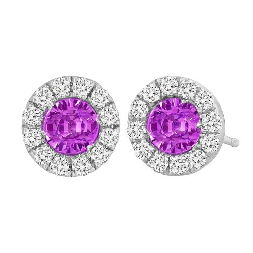 0.15CT DIAMOND 0.40CT PINK SAPPHIRE EARRING