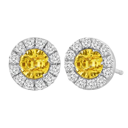 0.15CT DIAMOND 0.40CT YELLOW SAPPHIRE EARRING