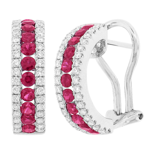 0.44CT DIAMOND 1.10CT RUBY EARRING