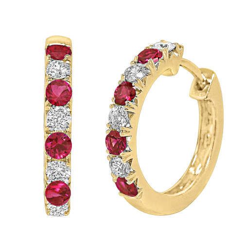 0.32CT DIAMOND 0.40CT RUBY EARRING