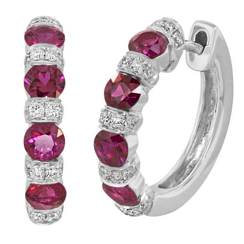 0.26CT DIAMOND 1.04CT RUBY EARRING
