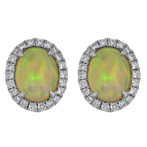 0.64CT DIAMOND 2.60CT OPAL EARRING