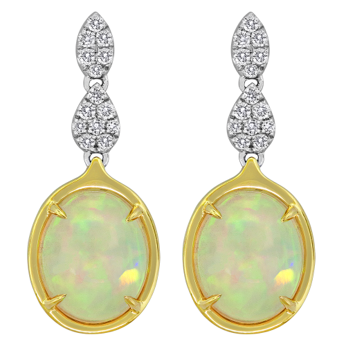 0.27CT DIAMOND 4.50CT OPAL EARRING