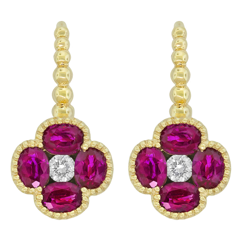 0.14CT DIAMOND 1.84CT RUBY EARRING