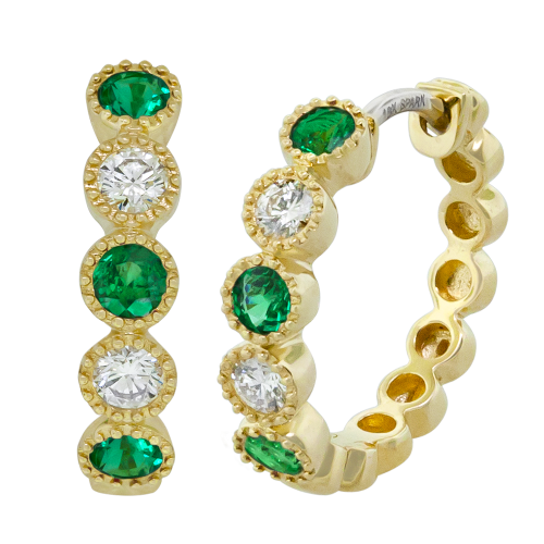 0.20CT DIAMOND 0.30CT EMERALD EARRING