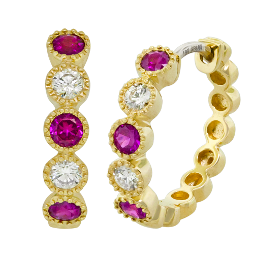 0.20CT DIAMOND 0.36CT RUBY EARRING