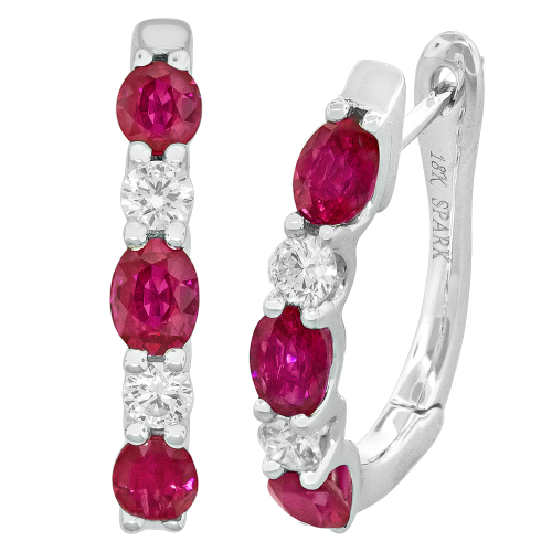 0.24CT DIAMOND 1.38CT RUBY EARRING