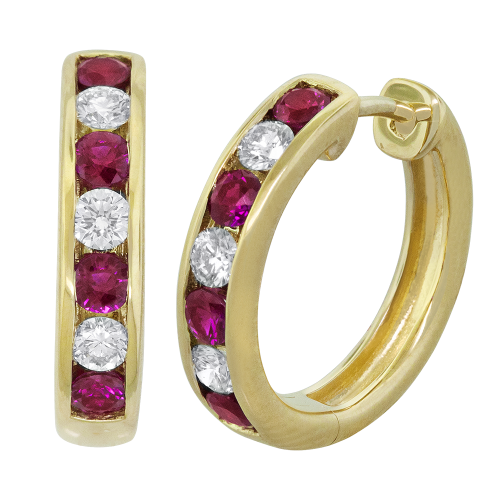 0.30CT DIAMOND 0.48CT RUBY EARRING