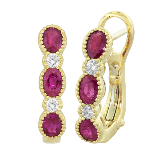 0.14CT DIAMOND 1.38CT RUBY EARRING