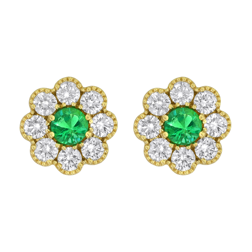 0.80CT DIAMOND 0.38CT EMERALD EARRING