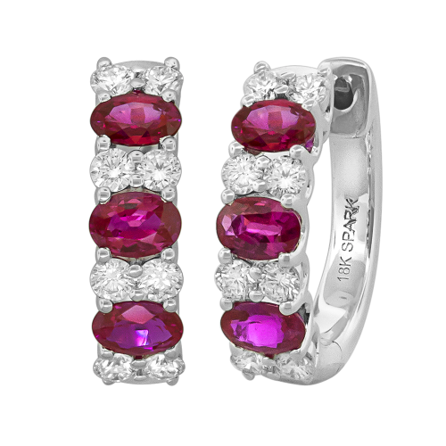 0.32CT DIAMOND 0.90CT RUBY EARRING