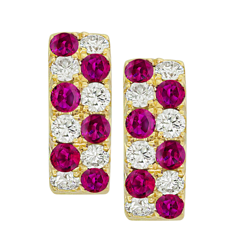 0.36CT DIAMOND 0.48CT RUBY EARRING