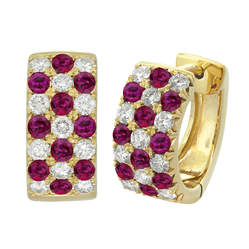 0.66CT DIAMOND 0.80CT RUBY EARRING
