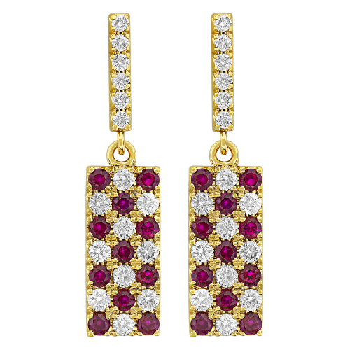 0.51CT DIAMOND 0.66CT RUBY EARRING