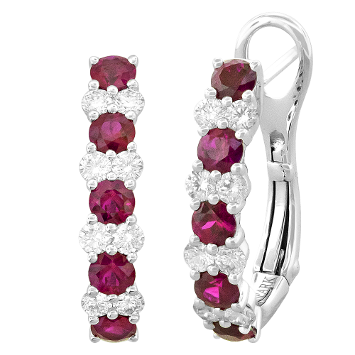 0.48CT DIAMOND 1.10CT RUBY EARRING