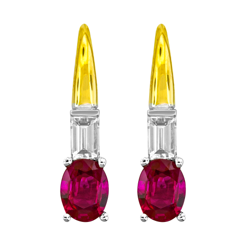 0.22CT DIAMOND 1.00CT RUBY EARRING