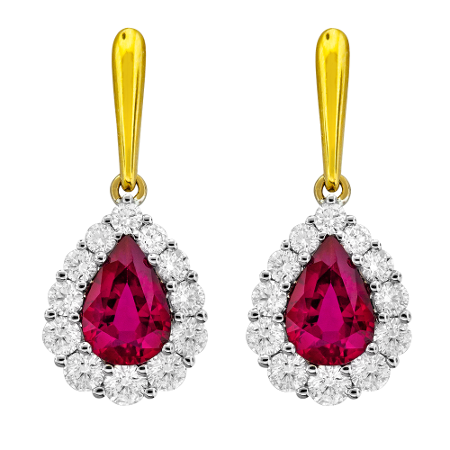 0.78CT DIAMOND 1.60CT RUBY EARRING
