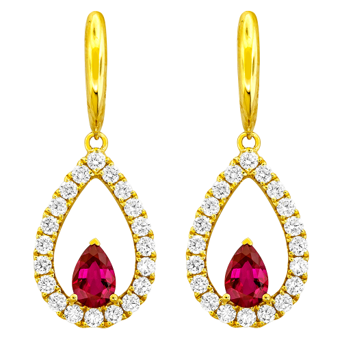 0.80CT DIAMOND 1.00CT RUBY EARRING
