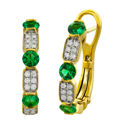 0.15CT DIAMOND 0.60CT EMERALD EARRING