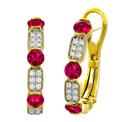 0.15CT DIAMOND 0.72CT RUBY EARRING