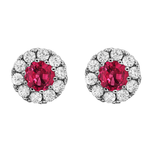 0.40CT DIAMOND 0.60CT RUBY EARRING