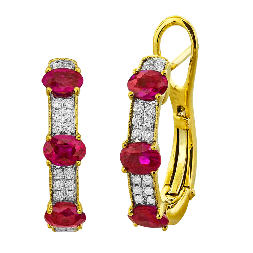 0.16CT DIAMOND 1.38CT RUBY EARRING