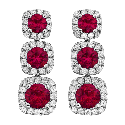0.35CT DIAMOND 1.16CT RUBY EARRINGS