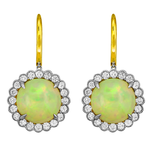 0.80CT DIAMOND 6.00CT OPAL EARRING