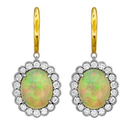 0.72CT DIAMOND 3.50CT OPAL EARRING