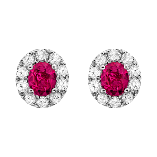 0.40CT DIAMOND 1.00CT RUBY EARRING