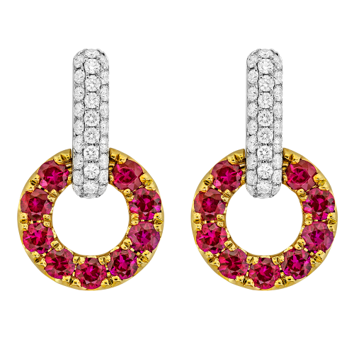 0.49CT DIAMOND 1.44CT RUBY EARRING