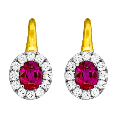 0.48CT DIAMOND 1.10CT RUBY EARRING