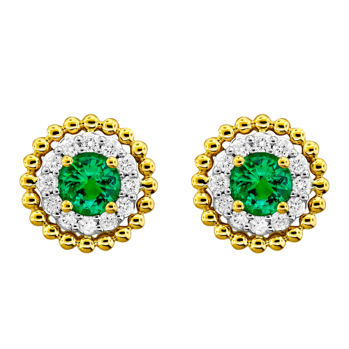 0.16CT DIAMOND 0.34CT EMERALD EARRING