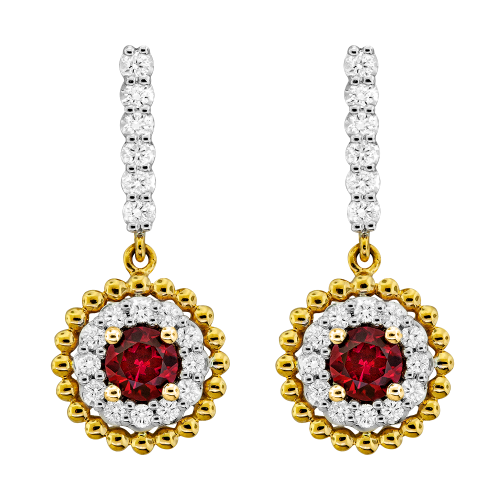 0.27CT DIAMOND 0.44CT RUBY EARRING