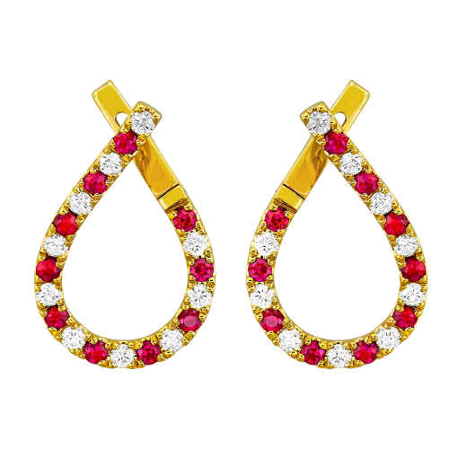 0.70CT DIAMOND 1.00CT RUBY EARRING